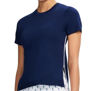 IZOD SKYLAR SHORT SLEEVE SWEATER TEE - NAVY